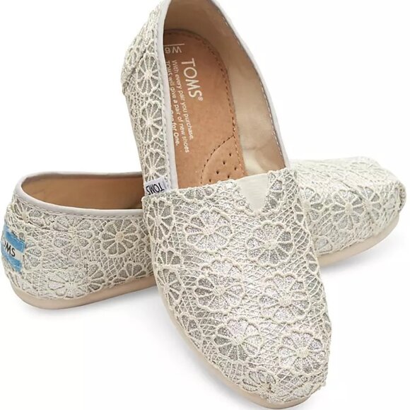 Toms Shoes - TOMS Floral Crochet Glitter Slip-On Shoes